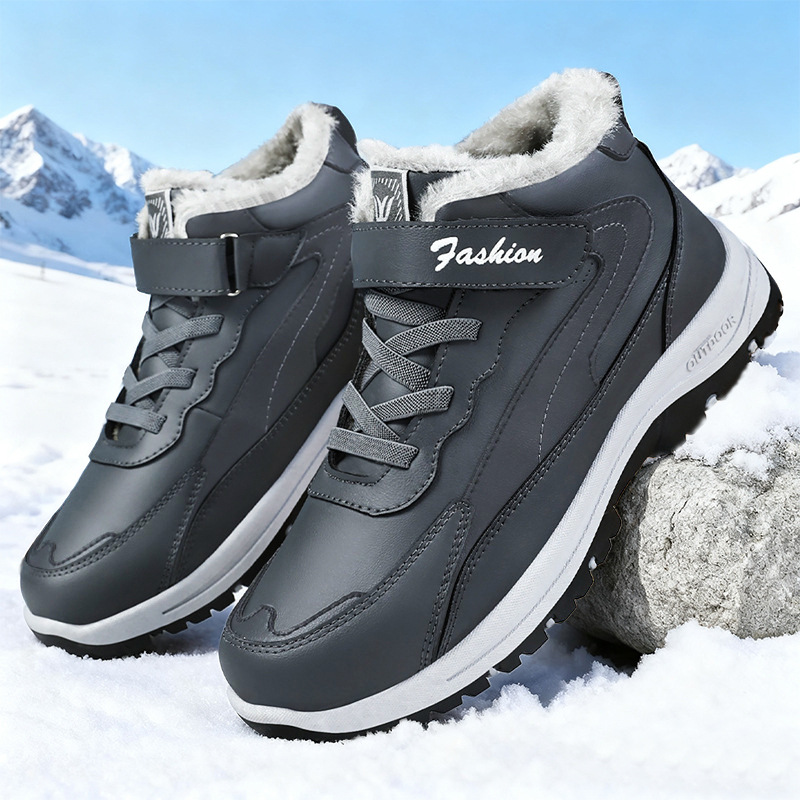 New winter warm Velcro cotton shoes for men in snow boots, cross-border fleece, thickened and anti-slip, old Beijing men's shoes from Northeast China full figure