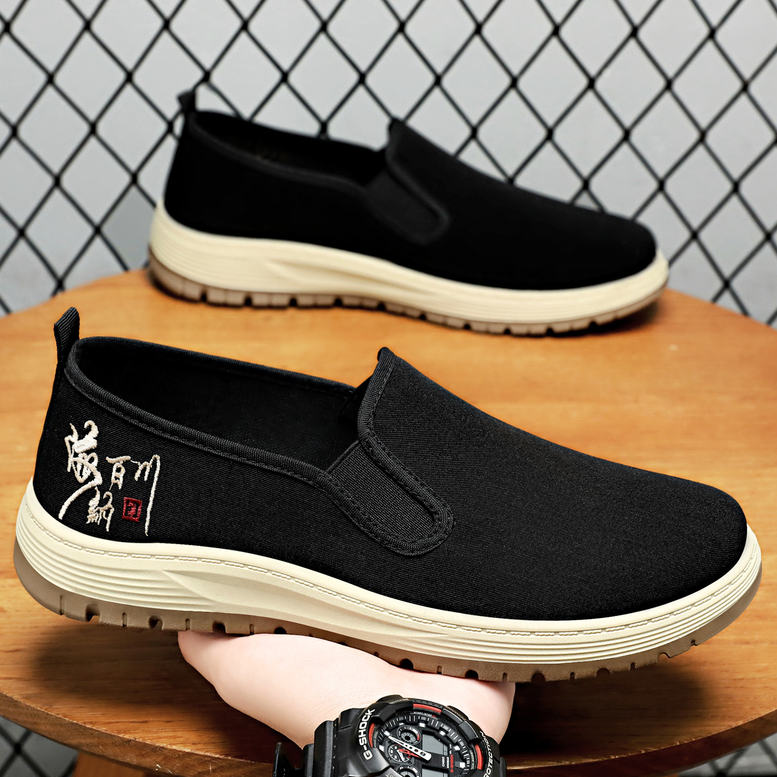 New men's shoes, casual shoes, old Beijing cloth shoes, shallow-mouthed comfortable board shoes, soft-soled single shoes, consignment Specification drawing