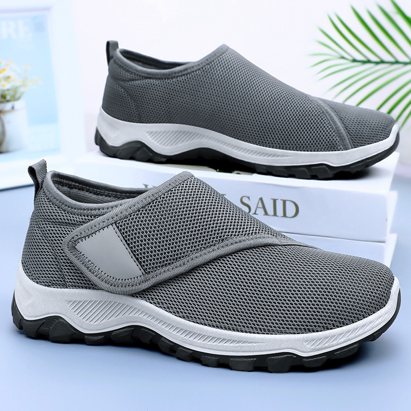 Men's shoes, autumn men's net top breathable casual shoes, cross-border shoes wholesale, one-foot Velcro single shoes consignment full figure