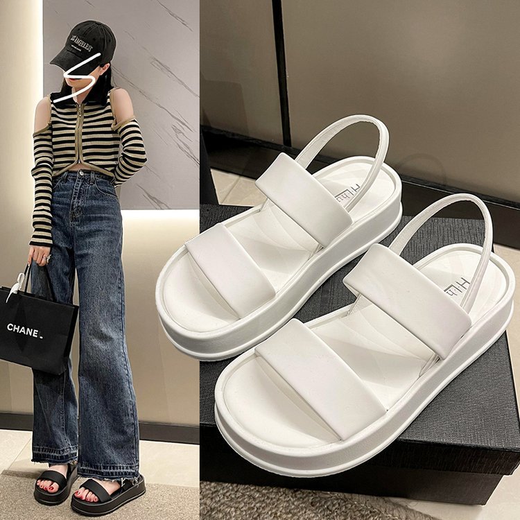 New Spring/Summer 2025 one-strap women's sandals, thick-soled women's slippers, casual beach women's simple sandals full figure