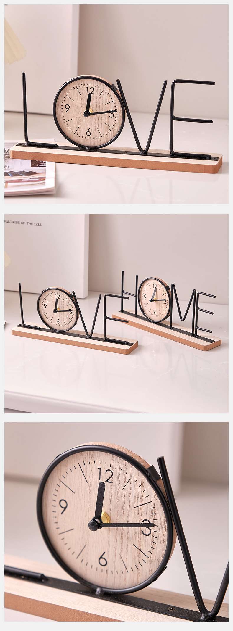 北欧风创意铁艺时钟电视柜装饰摆件家居客厅桌面钟表卧室玄关酒柜办公室摆件详情图5