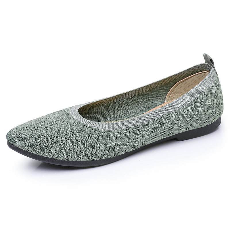 Women's shoes: Versatile casual shoes, shallow-mouthed and breathable flying woven shoes, fashionable and not tiring to the feet. Just put on a pointed-toe mom shoe Item Picture