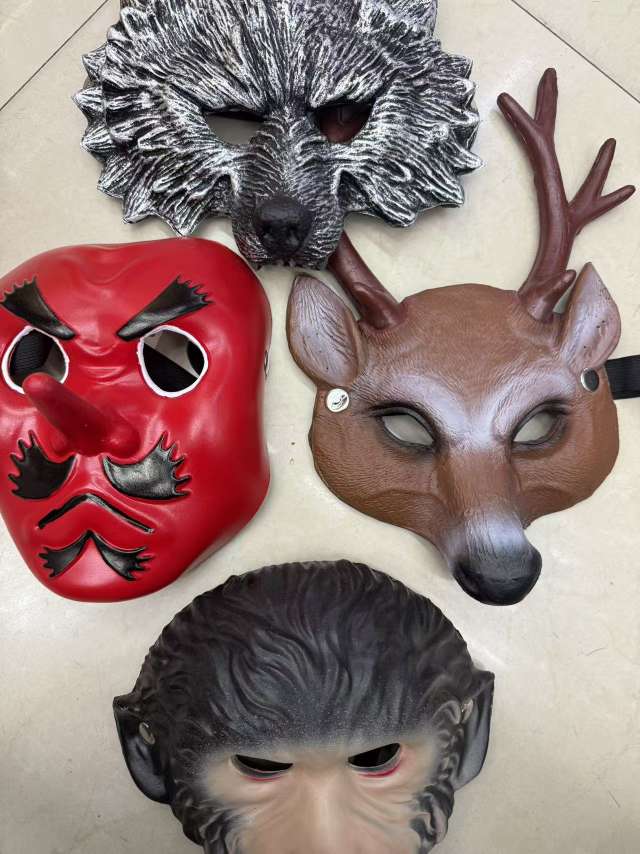 猴子面具儿童节日化妆舞会表演环保软胶动物面具白底实物图