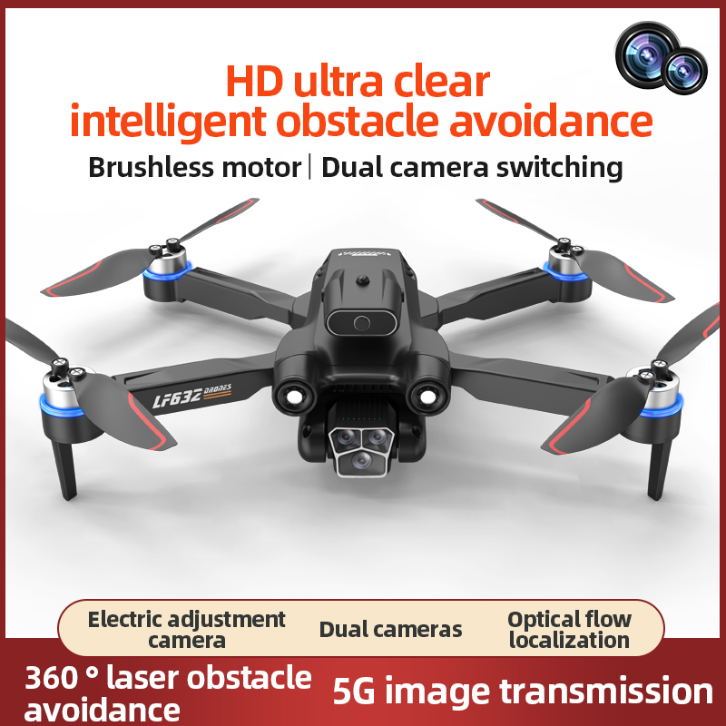 FOOZAC high-definition drone with altitude holding mode, WiFi FPV (dual-lens with dual-lens switching function), remote control adjustment function for lenses, and obstacle avoidance on all four sides