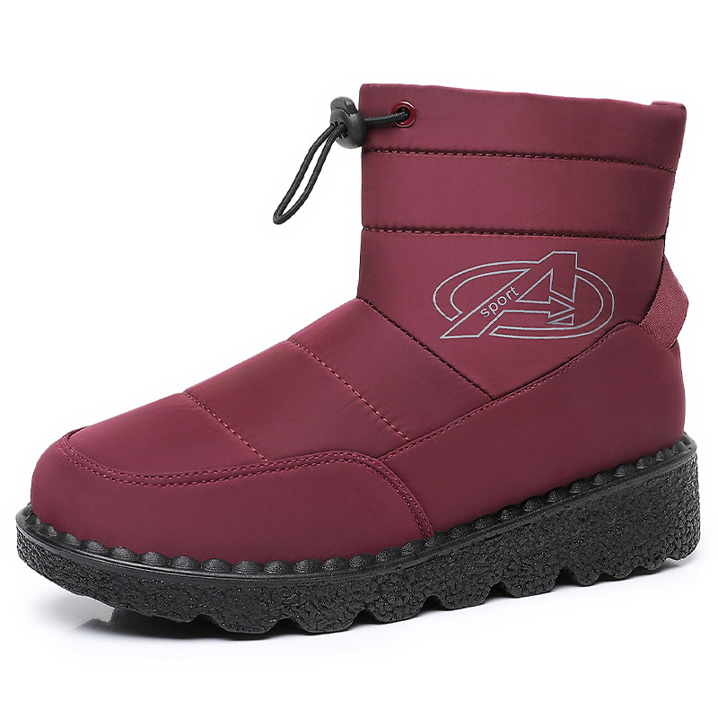 New winter cotton boots for women, with added fleece and thickened mid-top and thick-soled cotton shoes, are waterproof, anti-slip, warm and can be worn with one foot Item Picture