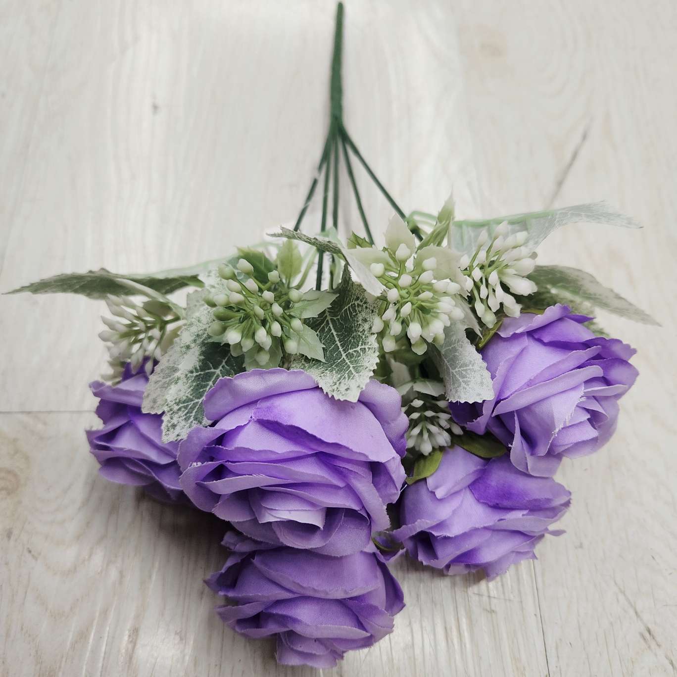 5-head diamond rose office simulation garden rose stem bouquet decoration detail image 6