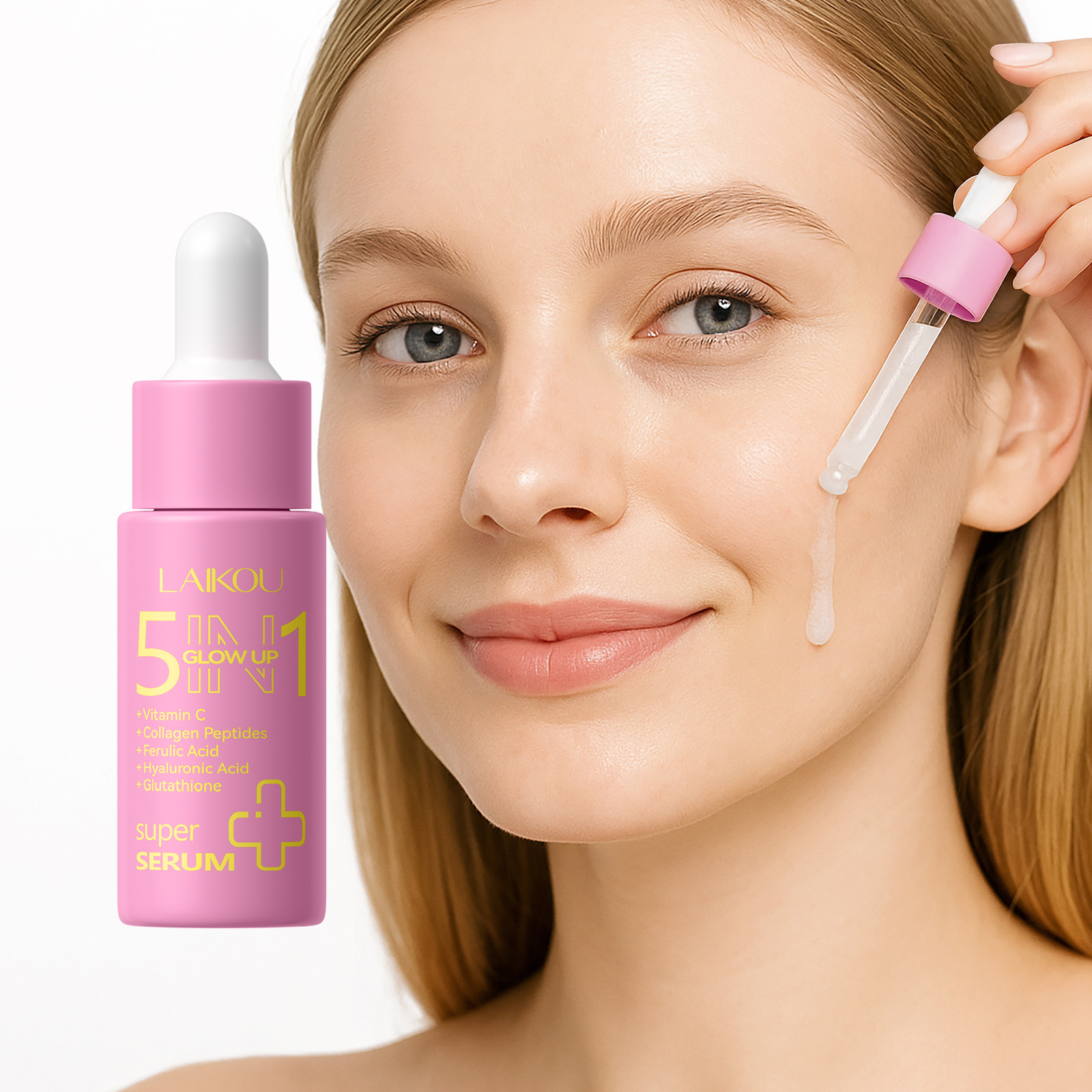 Cross-border LAIKOU Five-in-One Luminous Essence 17ml All-English export Essence Skin care Product manufacturer in stock full figure