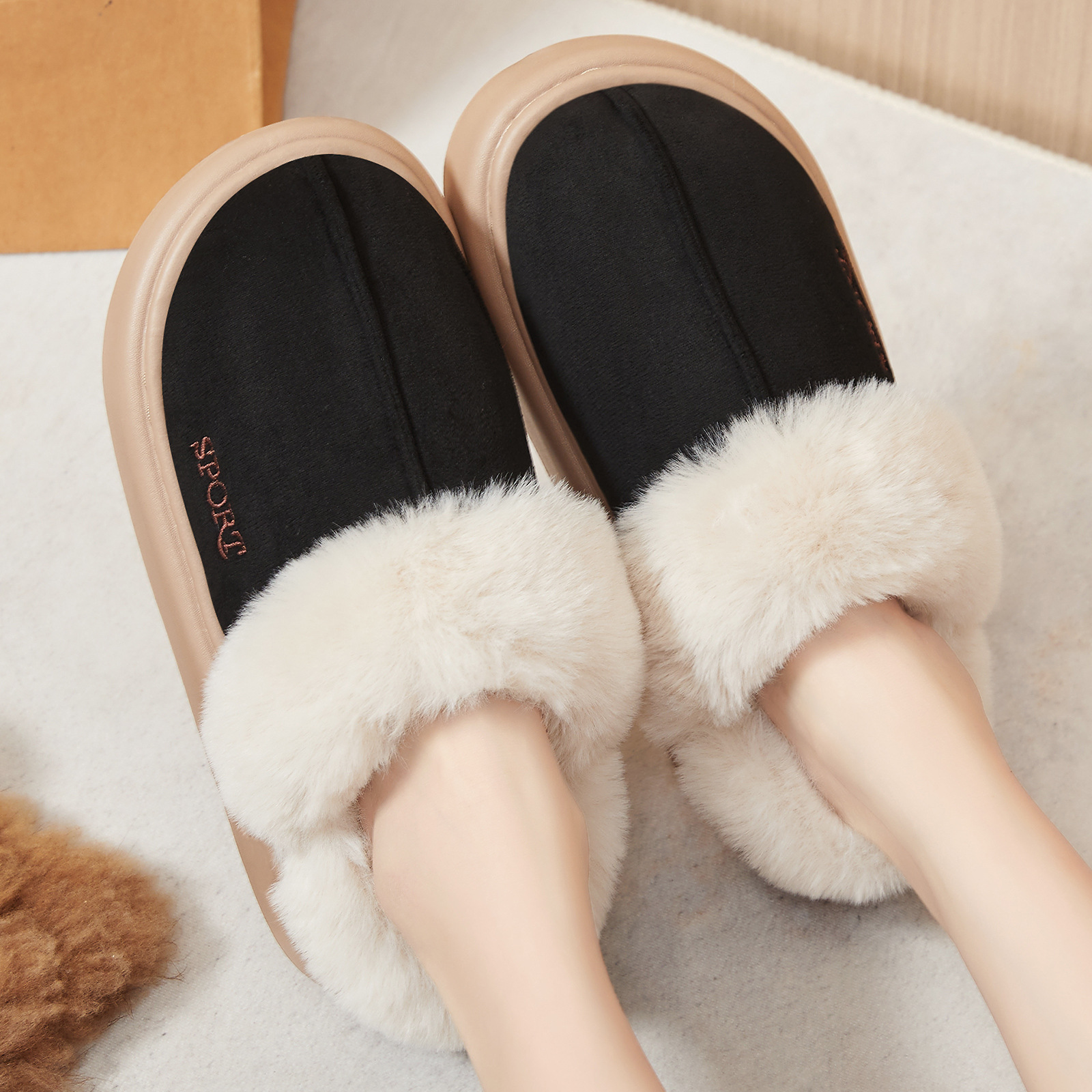 New women's cotton shoes with added fleece and thickened snow boots, fashionable and versatile ankle boots, oversized cross-border women's cotton boots details Picture