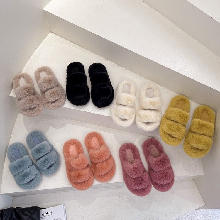 The popular "MAO MAO Slippers" for women's outdoor wear in the autumn and winter of 2025 are new flat cool slippers for women's indoor use Specification drawing