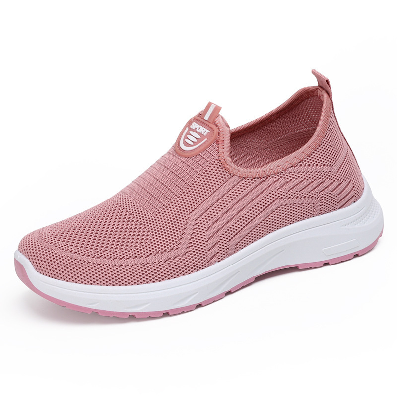 The 2025 new model of temu women's shoes for foreign trade is a comfortable fly-knit mom shoe that is comfortable to wear on one foot. It is a cross-border women's single shoe Item Picture