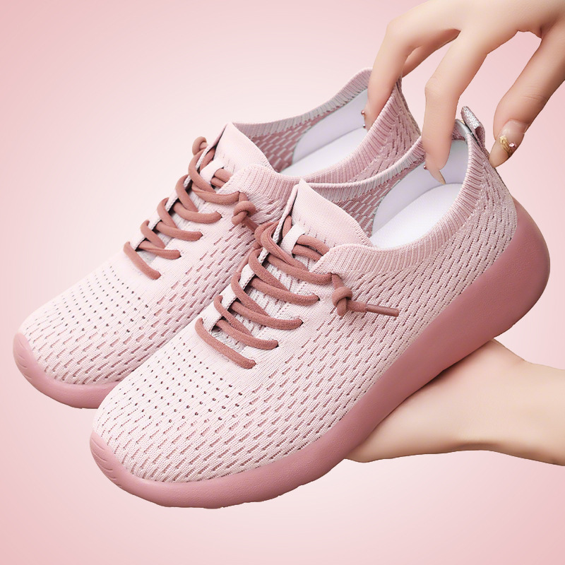 Women's autumn new breathable casual single shoes, cross-border hair replacement, soft-soled flying woven sock shoes, couple style sports shoes Specification drawing