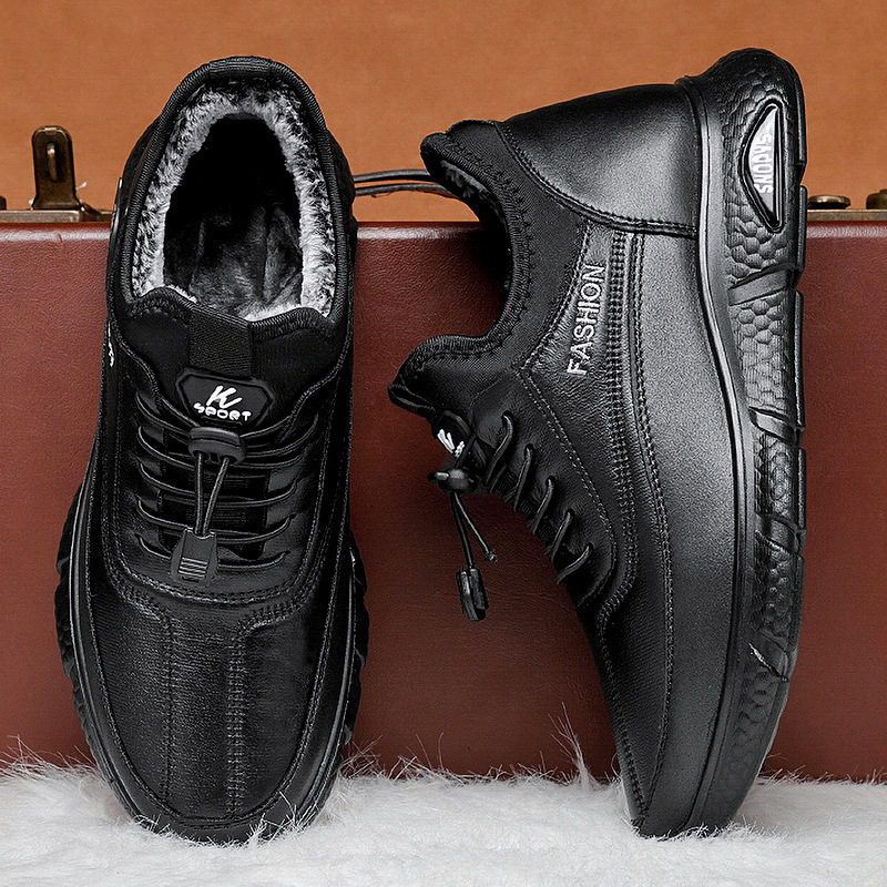 Winter new style cotton boots for foreign trade, wholesale manufacturer of cotton shoes, straight-hair thickened hair and fleece casual warm snow boots for men Specification drawing