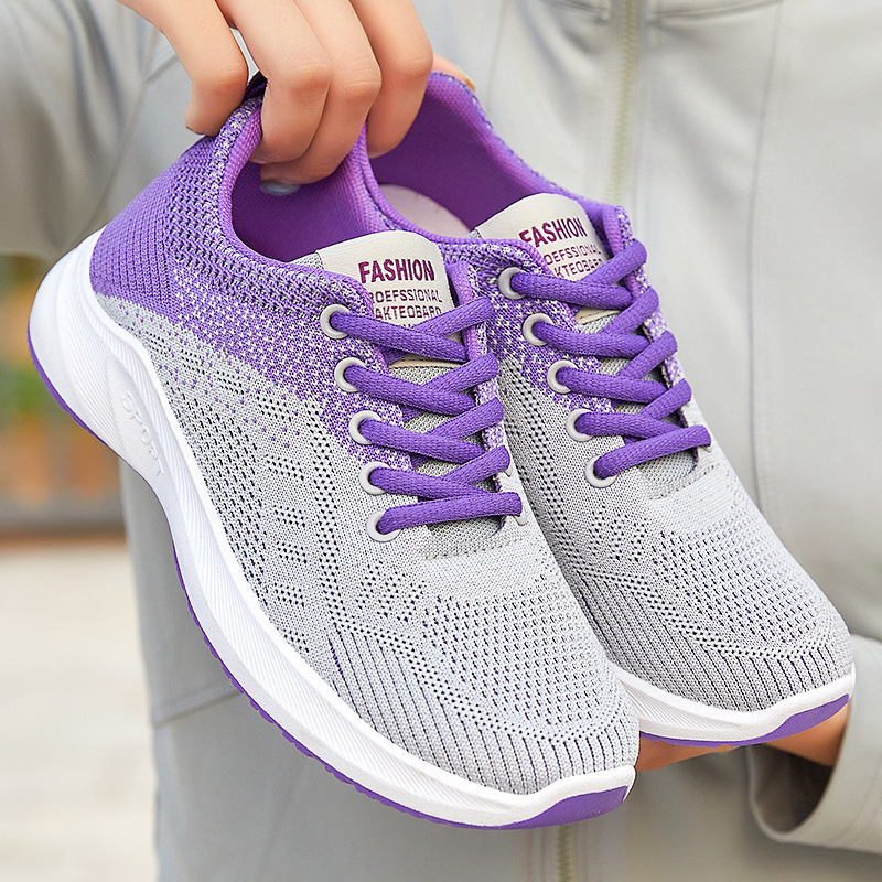 Women's shoes 2025 Autumn new casual sports shoes, cross-border factory breathable flying woven sports shoes, fashionable student shoes full figure