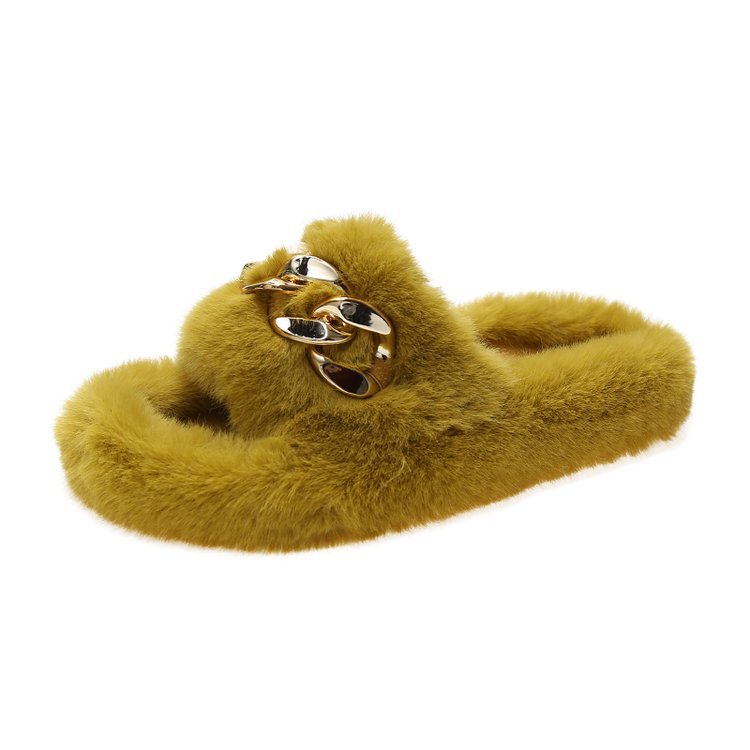Half-slipper women's autumn and winter outdoor wear, 2025 new trendy metal fashionable office and home furry slipper Item Picture