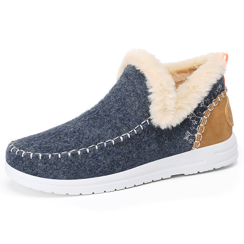 New winter cross-border women's cotton shoes, fleece and thickened snow boots, one-foot convenient ankle boots, fashionable and warm cotton boots Item Picture