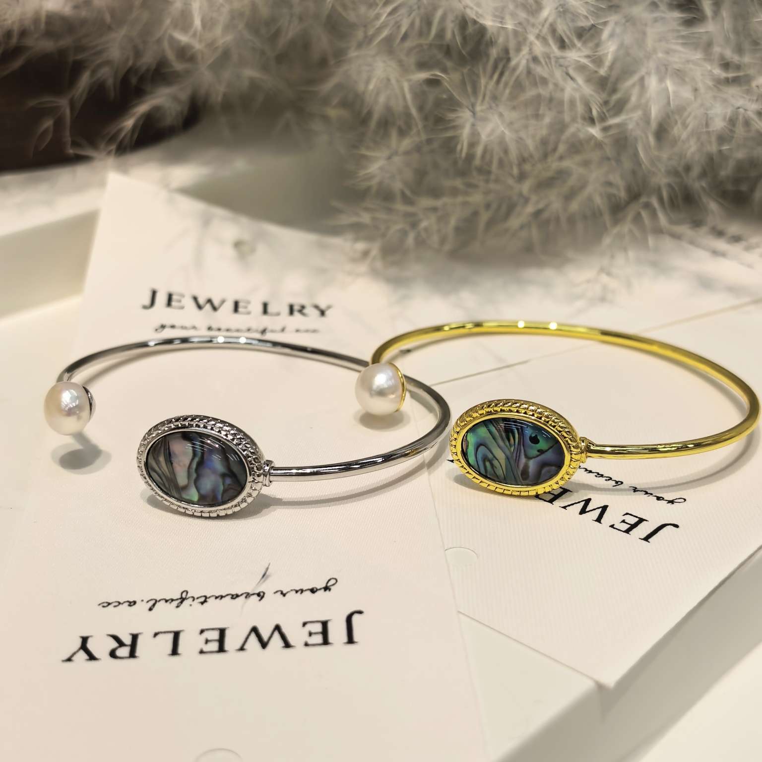 深海鲍鱼贝镶嵌诸暨天然淡水珍珠18k度真金高保色爆款手镯首饰项链珍珠项链