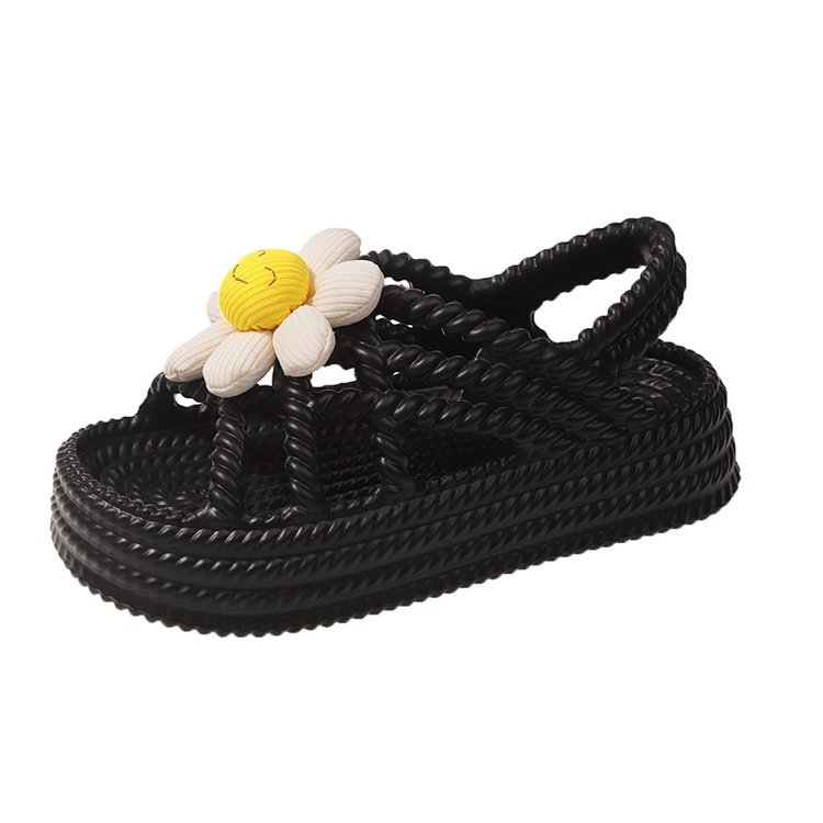 Summer's new women's sandals with hollowed-out EVA Roman shoes, open-toe sponge soles, mid-heel thick-soled and soft-soled women's sandals Item Picture