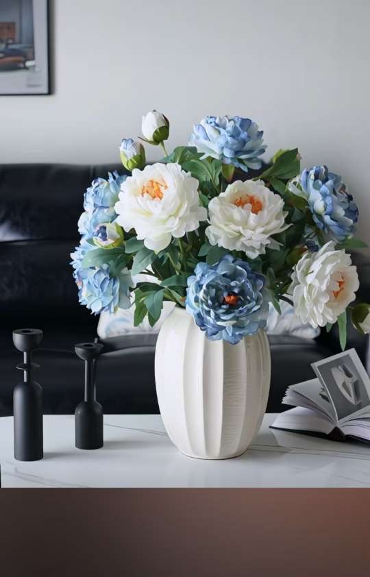 新款油画牡丹  一头一蕾牡丹花 家居酒店装饰工程花仿真丝花详情图6