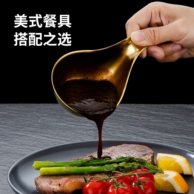 Stainless steel food vlogger hand-held plate, hand-held plate, caviar snack plate, handle seasoning with ears, Western restaurant dipping sauce bowl Item Picture