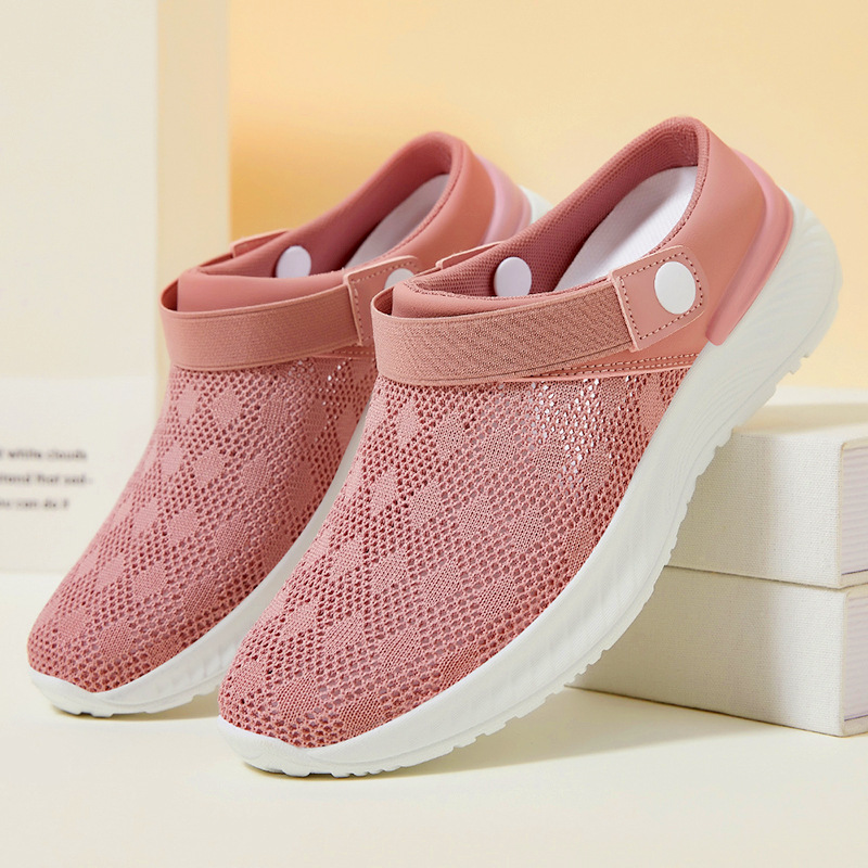 Summer breathable slippers for women, soft soles for lazy people, one-step mom shoes, cross-border wholesale casual shoes, single shoes details Picture
