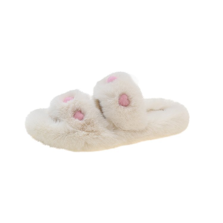 In the autumn and winter of 2025, fashionable home wear: Fluffy, cute and versatile. Casual wear: Creamy, fluffy slippers for women Item Picture
