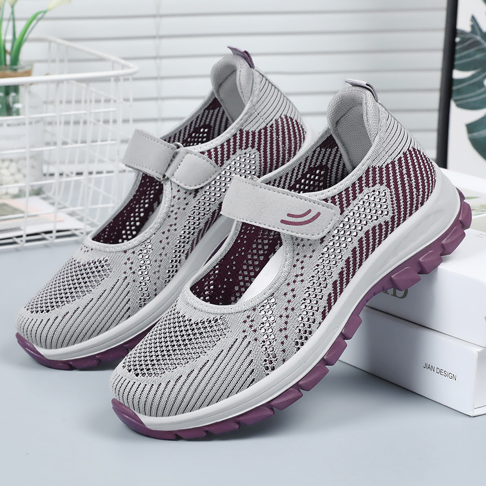 Women's single shoes 2025 new style shoes for middle-aged and elderly mothers, versatile Velcro soft-soled breathable casual women's shoes wholesale details Picture