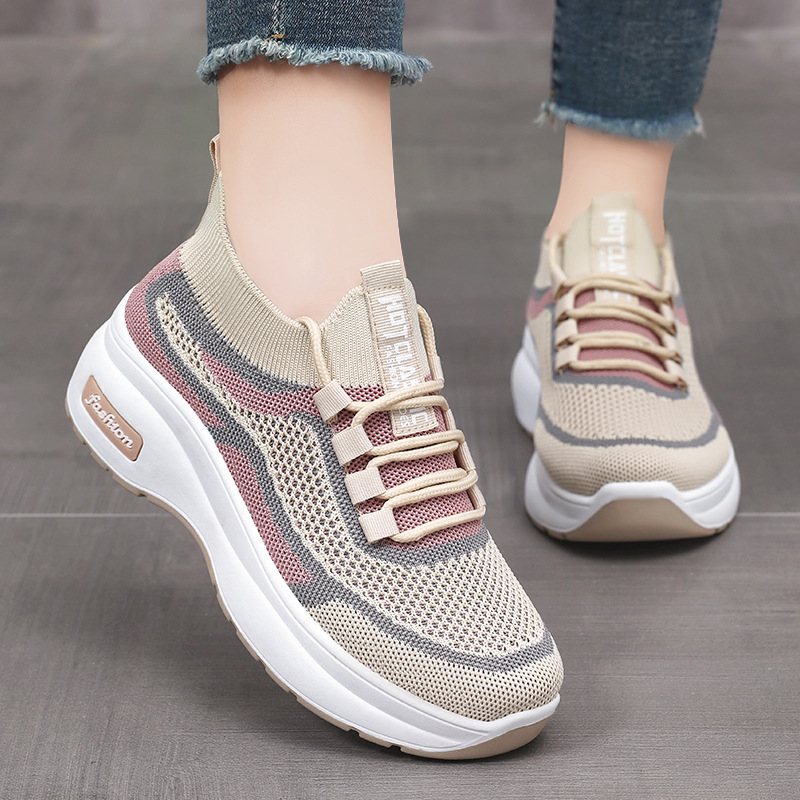 Women's Shoes 2025 autumn thick-soled casual style women's shoes for export wholesale, height-increasing shoes, cross-border breathable and comfortable mom shoes details Picture