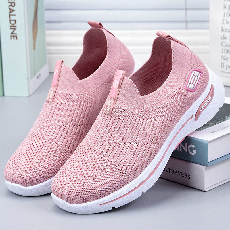 Women's shoes 2025 export sock shoes, fashionable Korean-style casual shoes, breathable and lightweight sports shoes, women's mesh fabric upper, low heels Specification drawing