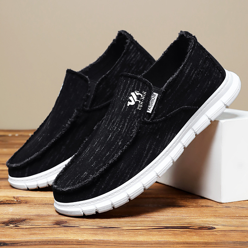 New men's shoes, old Beijing cloth shoes, breathable and versatile canvas shoes, soft soles, durable, one-step men's dad shoes details Picture