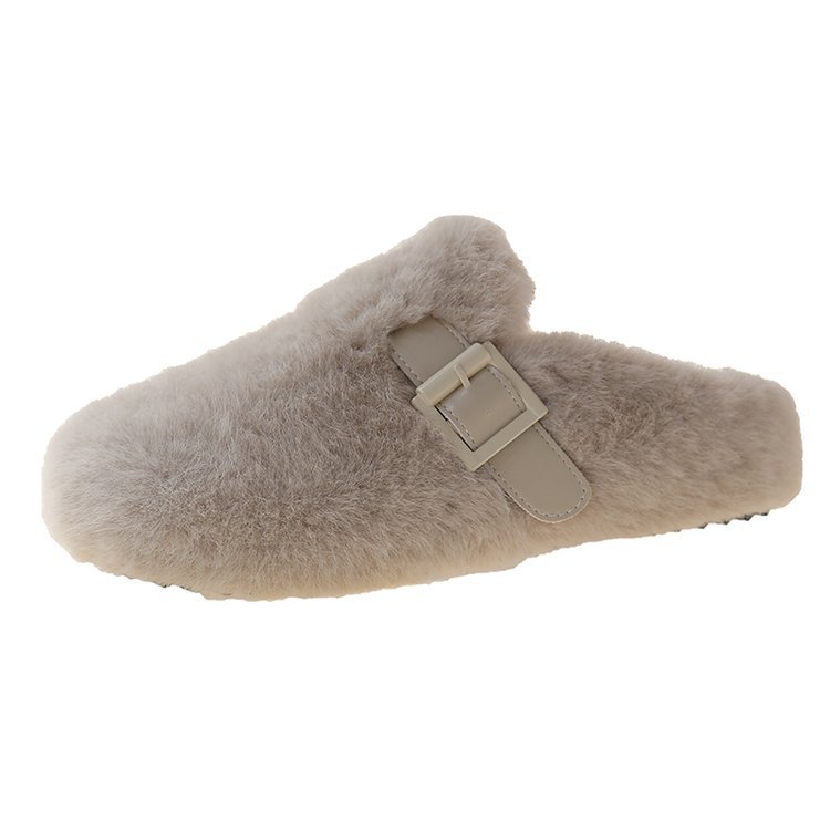 MAO MAO Slippers for women's outerwear, 2025 new autumn and winter style, one-step fashionable outing, half-drawn-out cotton slippers MAO MAO shoes Item Picture
