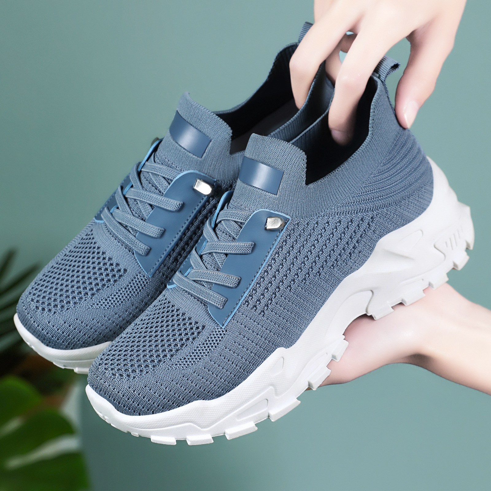 Versatile women's shoes, autumn mesh breathable casual shoes, cross-border large-sized women's single shoes, thick-soled comfortable sports shoes details Picture