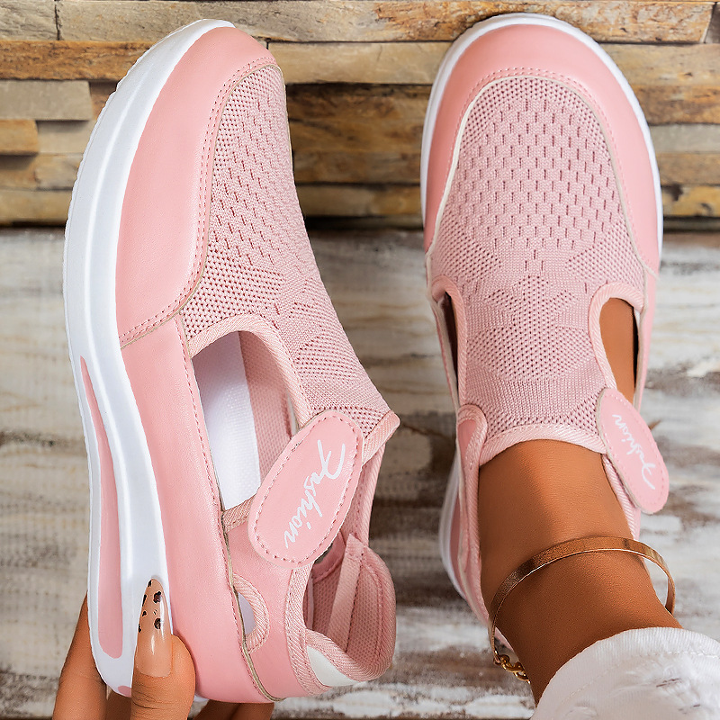 Custom-made summer shoes for women, large-sized casual clogs, wedge heels, thick-soled mesh shoes, Velcro mesh shoes for women details Picture