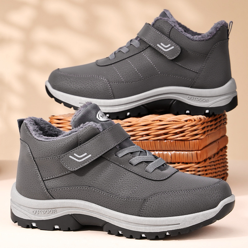 New men's winter fleece high-top snow boots, thick-soled outdoor casual shoes, cross-border consignment, thickened warm cotton boots details Picture