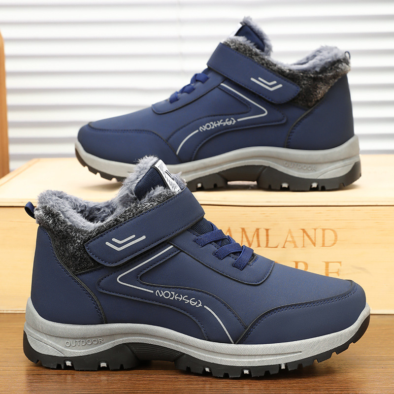 New winter cotton boots for men: fleece and thickened cross-border cold-resistant ankle boots, casual walking shoes, and warm snow boots full figure