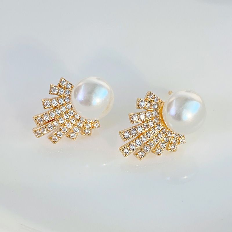 天然淡水珍珠耳钉新款耳环复古款满钻气质简约小众设计感耳饰珍珠项链首饰项链