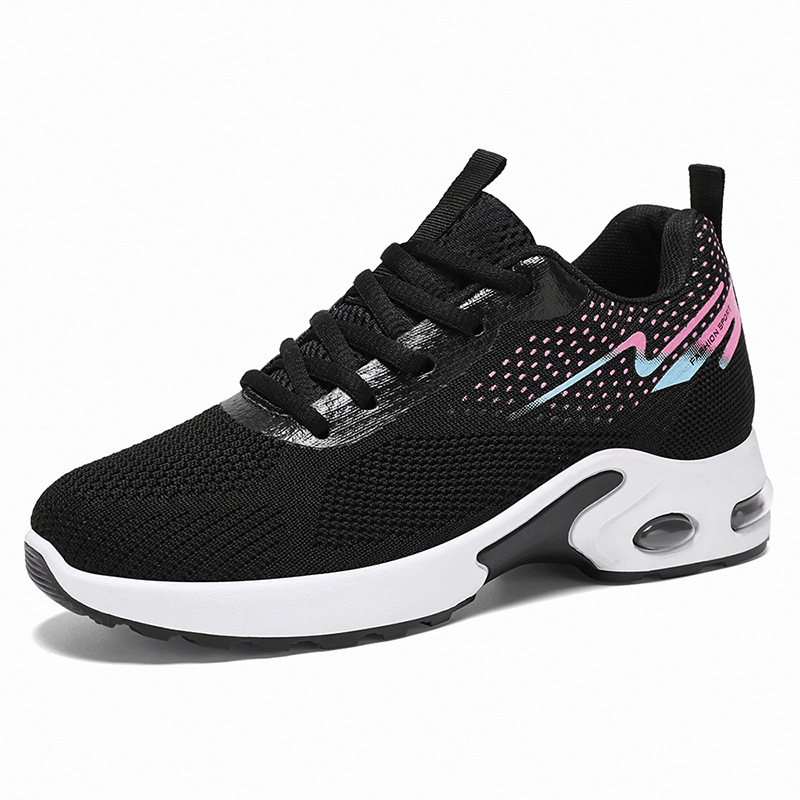 Shoe Women 2025 Spring and Autumn New air-cushioned sports flying woven casual shoes manufacturer Soft sole breathable export breathable shoes for women Item Picture