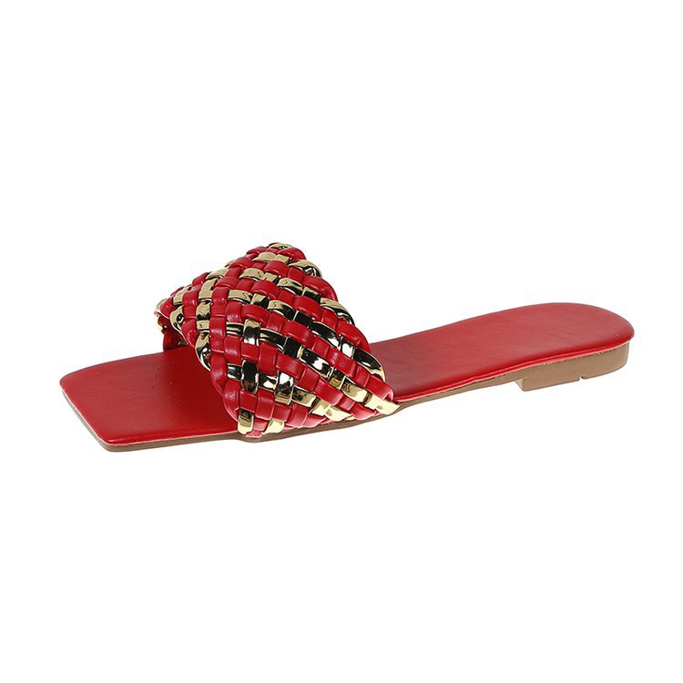 The 2025 summer new bestseller, the square-toed one-line slippers for women, is a comfortable and casual Korean-style cool slippers for the office Item Picture