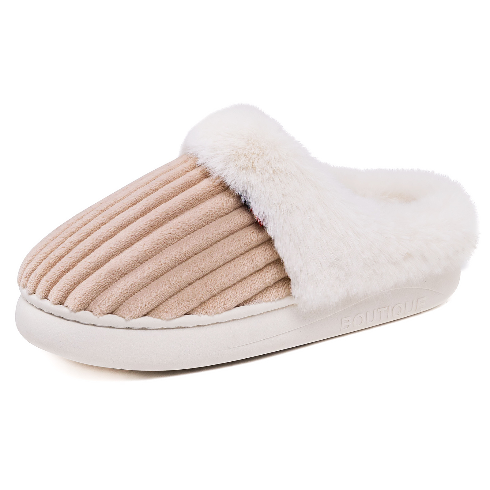 The new winter cotton shoes for women, with added fleece and thickened, are a one-foot home cotton shoe. temu is a casual, versatile and warm cotton slipper Item Picture
