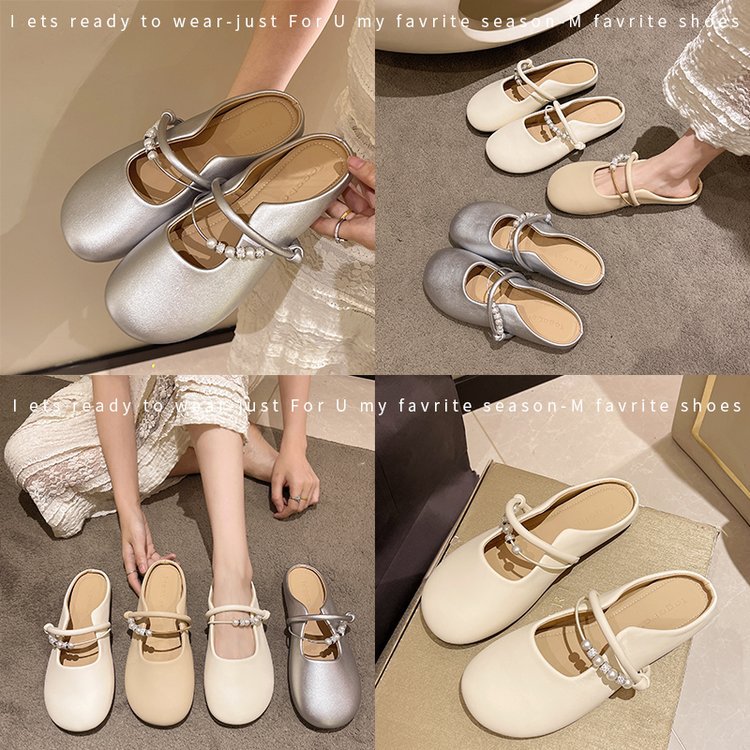 Mary Jane round toe soft leather flat sandals for women 2025 new summer outerwear, large-sized women's shoes 41 details Picture