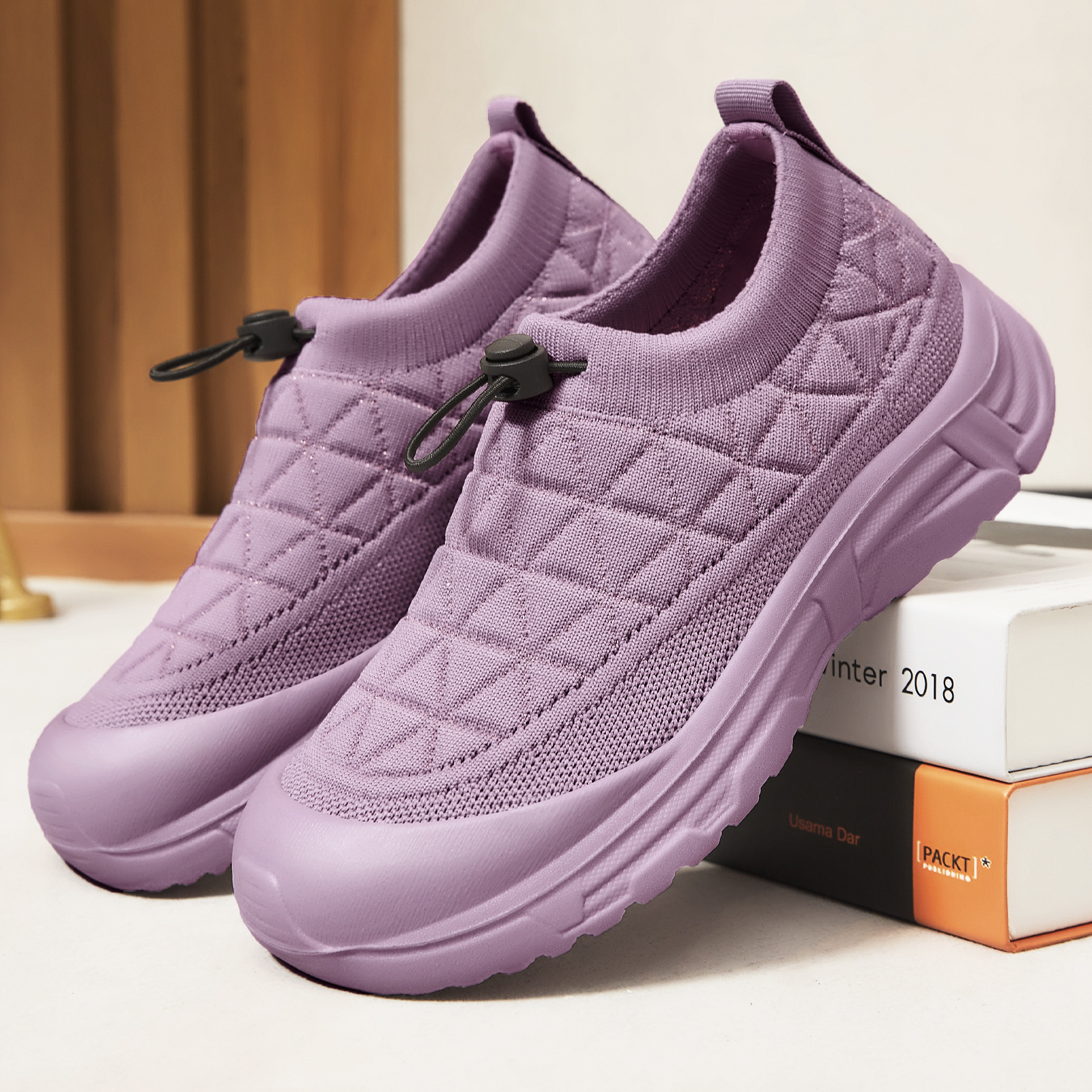 Shoe Women 2025 Autumn Cross-border flying woven sock shoes Fashion trend, cake shoes shoes, one-step lazy shoes details Picture