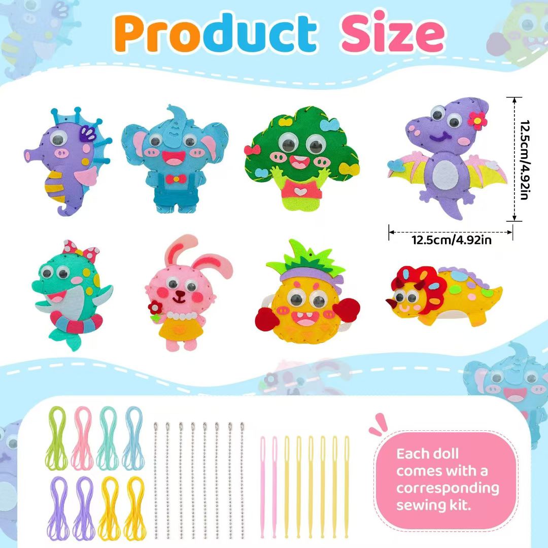 DIY Children's sewing fun, handmade girls' diy needle and thread toys, kindergarten art area materials, cute non-woven fabric pendants details Picture