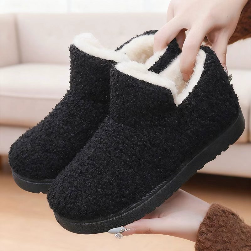 New winter cotton shoes with added fleece and thickened texture, versatile and fashionable for cross-border home use, snow boots with soft soles, one-foot cotton boots Specification drawing