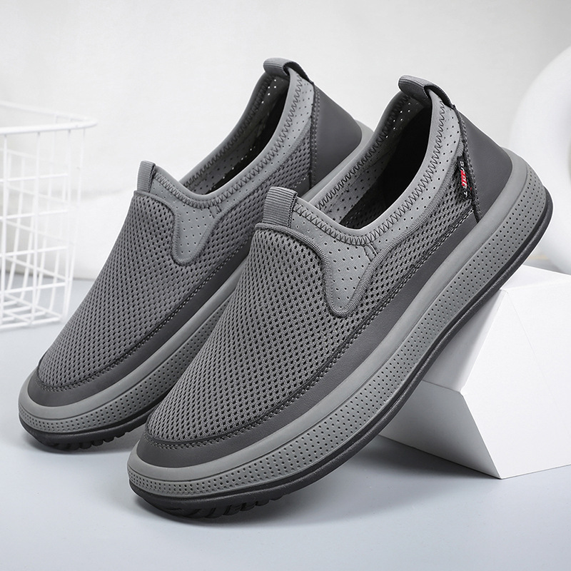 Men's Shoes Network Shoes 2025 Autumn New solid color versatile single shoes breathable soft-soled light casual shoes cross-border wholesale for men Specification drawing