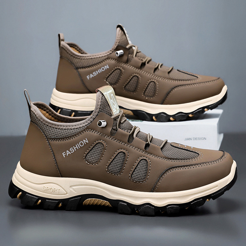 Outdoor hiking shoes for men, 2025 model, cross-border wholesale, soft-soled, lightweight travel shoes, middle-aged and elderly dad shoes, sports shoes full figure