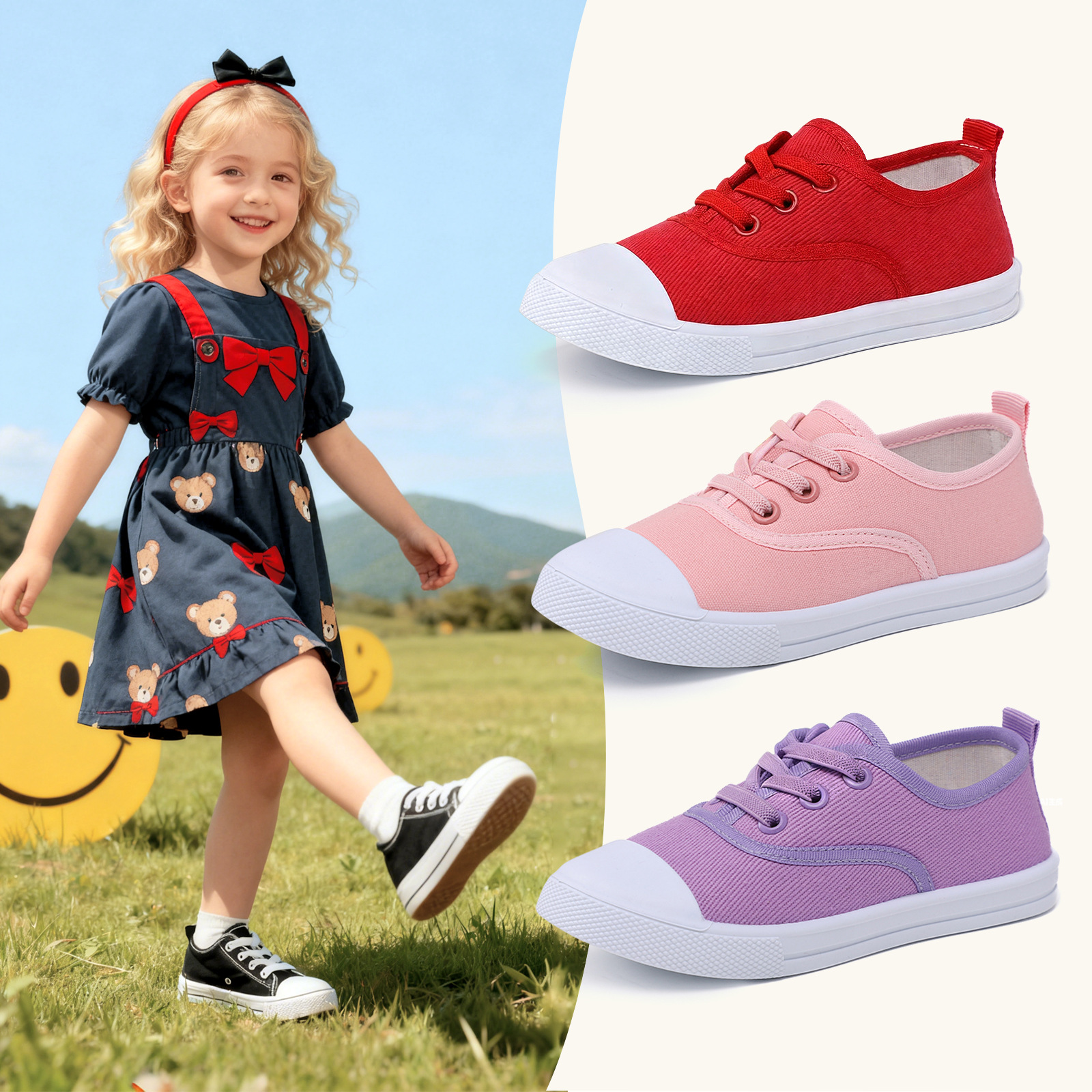 New versatile canvas shoes for children, fashionable children's shoes for kids, casual shoes for boys with cookie soles, 1-6 years old full figure