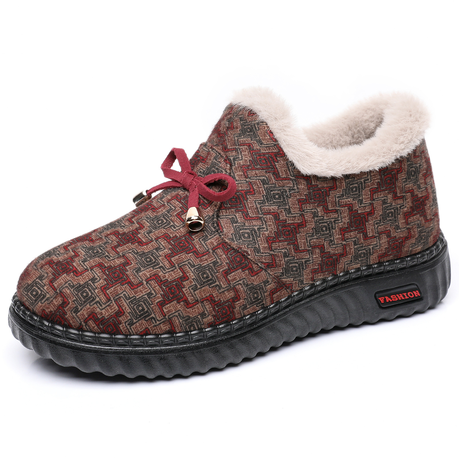 New winter cotton shoes for women, warm and fleece cotton shoes from old Beijing, anti-slip cotton shoes for grandmothers, and cotton shoes for middle-aged and elderly people Item Picture