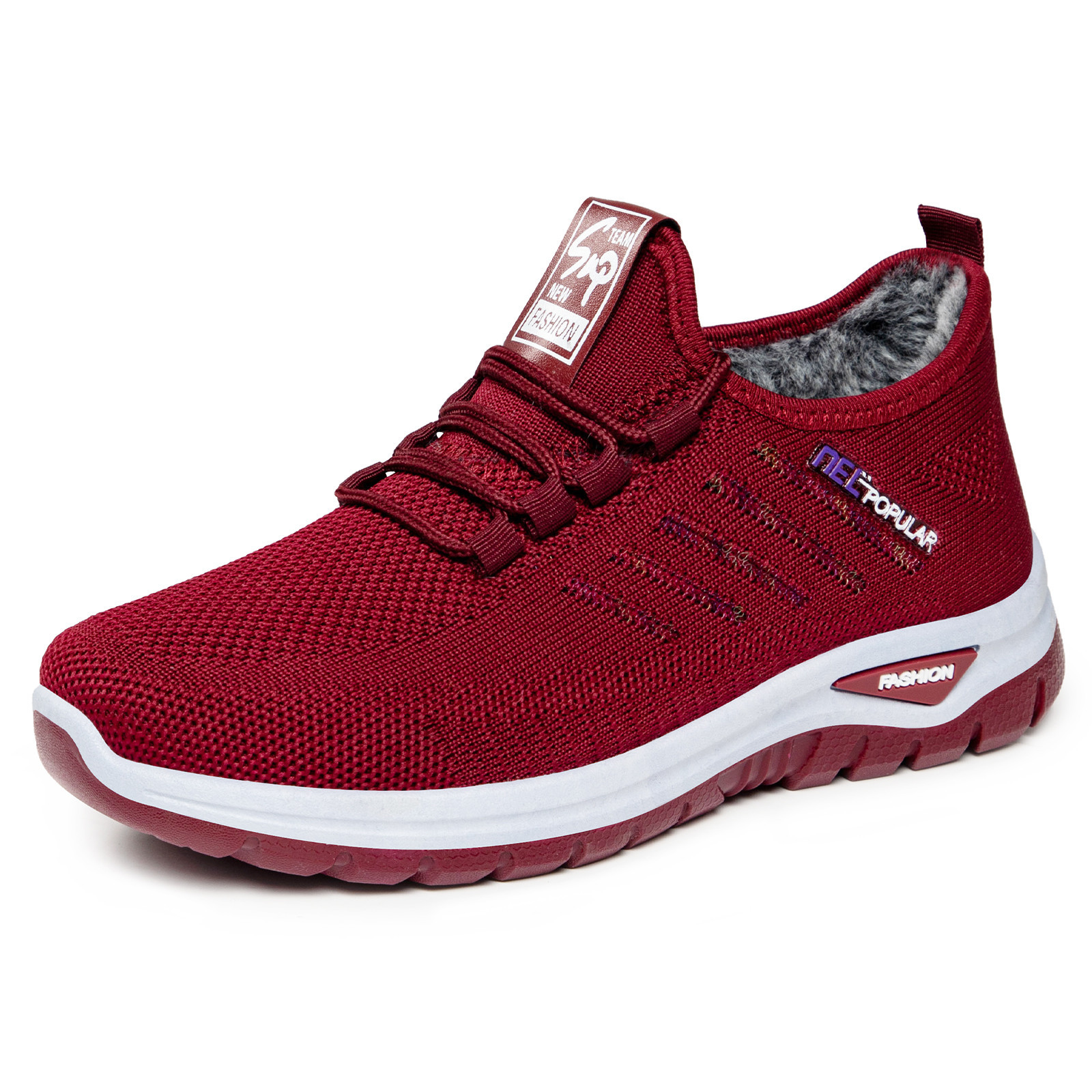 New winter cotton shoes for women, with added fleece and thickened lace-up, versatile cotton boots, anti-slip, comfortable and warm mom shoes, cross-border consignment Item Picture