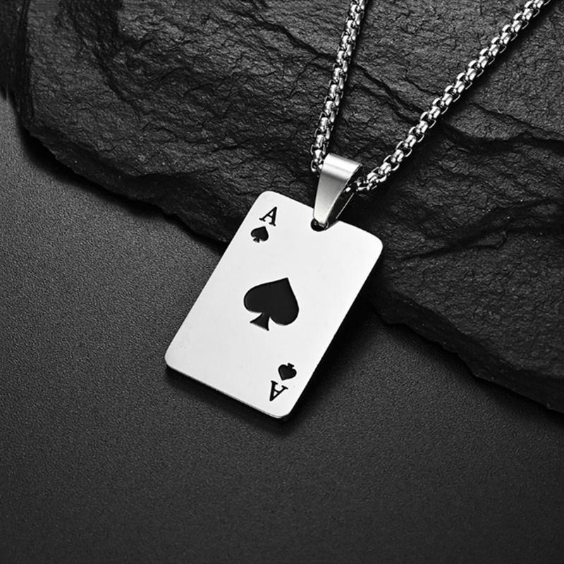 A fashionable stainless steel necklace for women, simple and versatile playing card chain necklaces, a new stainless steel necklace for gifting detail image 6