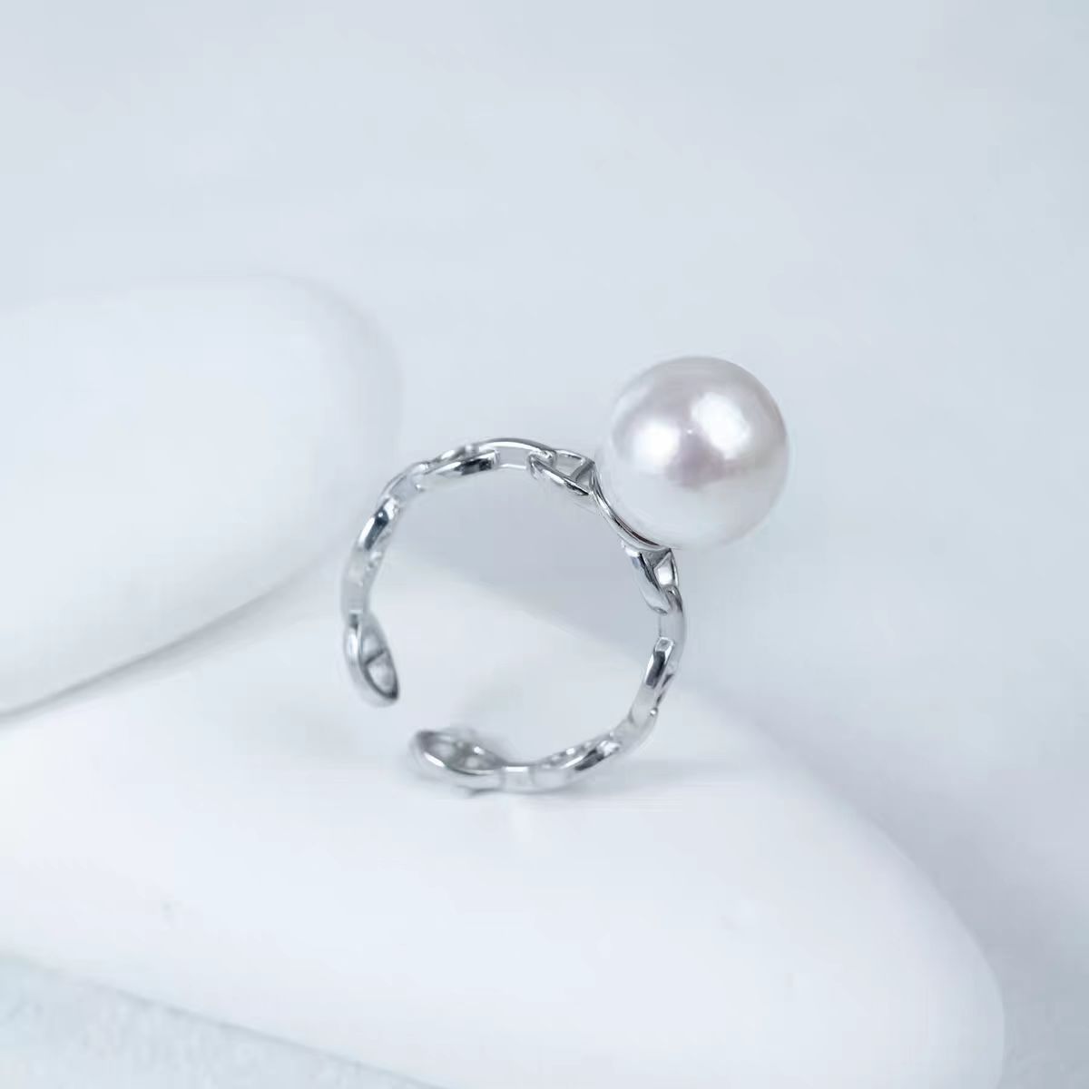 简约海水珍珠猪鼻子戒指时尚高级气质优雅7mm个性小香风详情图7