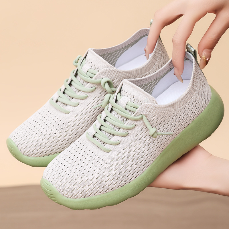 New breathable casual single shoes for women, cross-border hair replacement, soft-soled flying woven sock shoes, couple sports shoes Specification drawing
